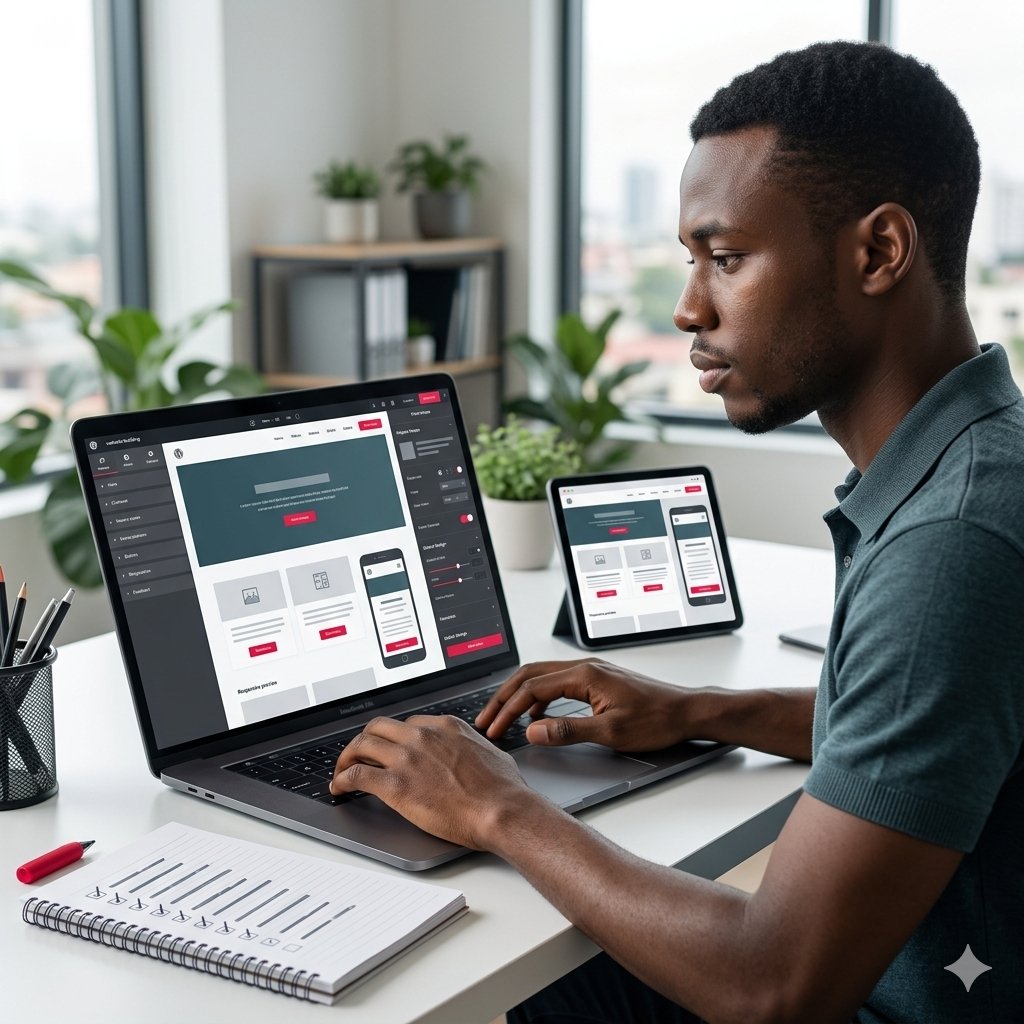 Développeur WordPress examinant une checklist d’erreurs à éviter.
